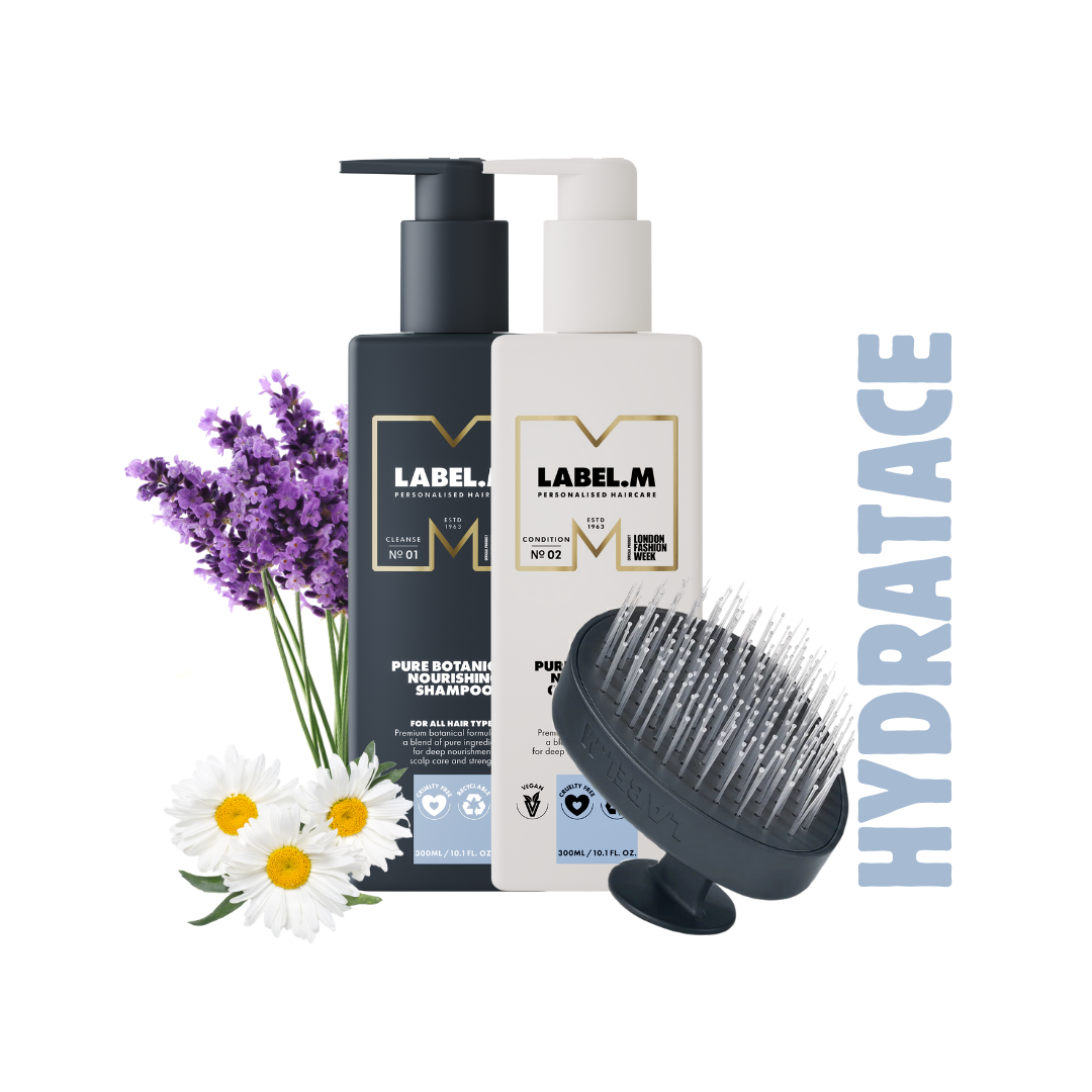 Vyživující šampon a kondicionér Pure Botanical Label.M + masážní kartáč